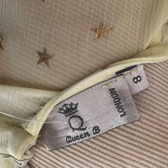 NWT QUEEN B   Yellow  METALLIC STARS DRESS size 8 medium - Picture 6 of 8